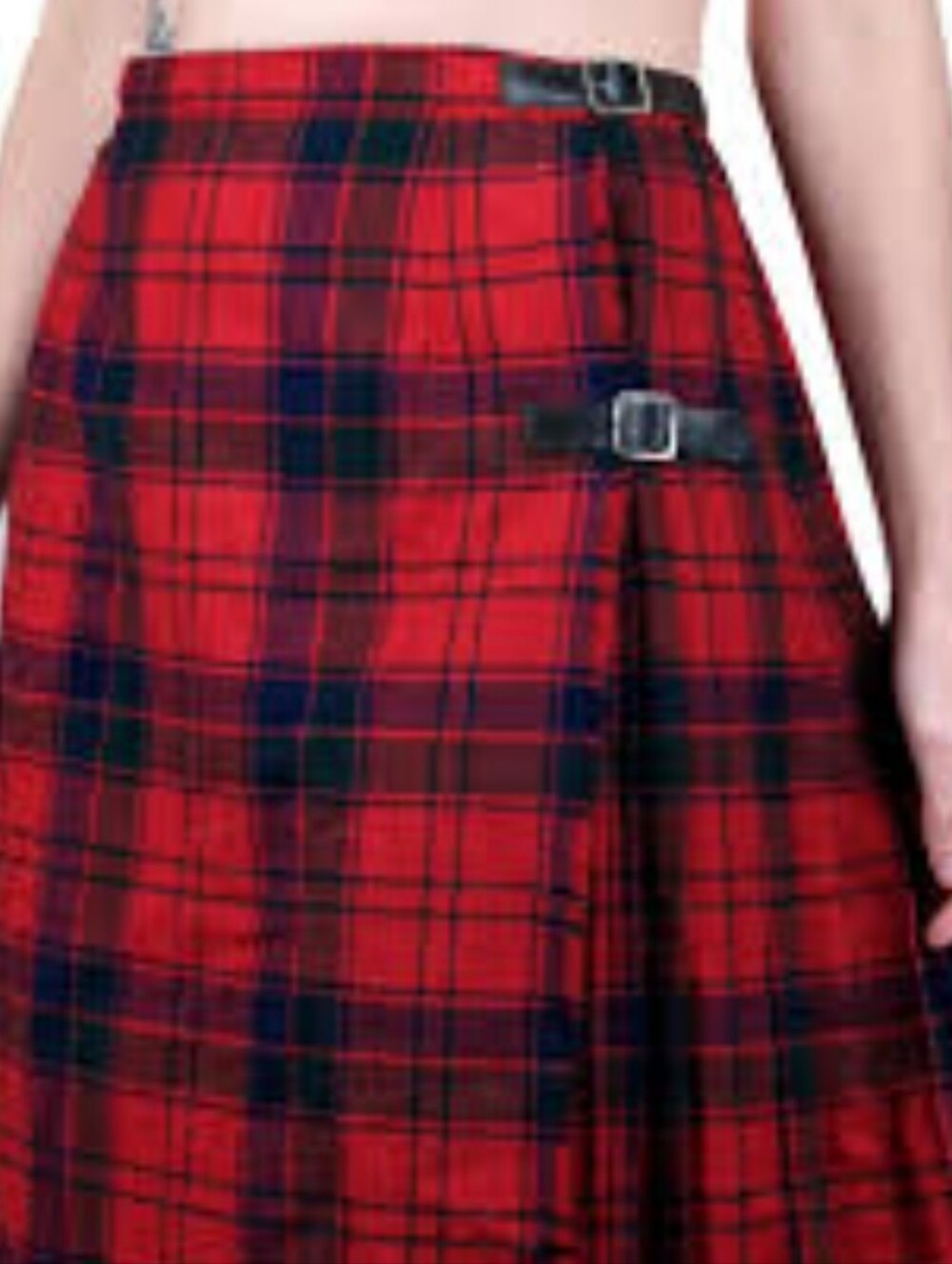 VTG Mosbrook XS Wool Tartan Red Plaid Skirt Leather Buckle Hook - Picture 11 of 11